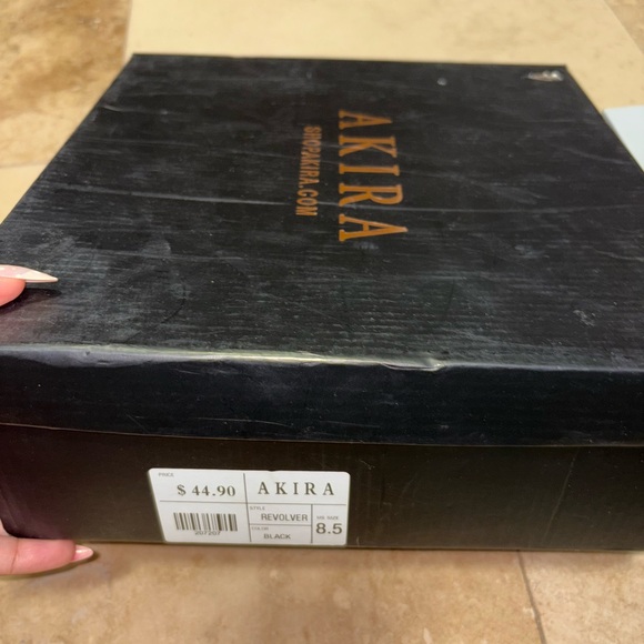 AKIRA Black Lace-Up Heeled Boots - Picture 2 of 3